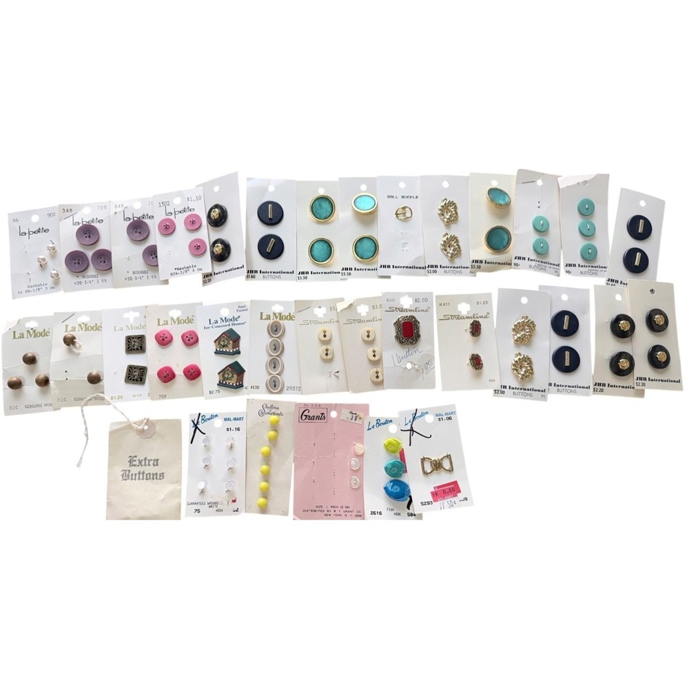 Lot Of  33 Button cards 84 Assorted Various Sewing Craft Buttons